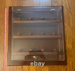 12 Baseball Display Case Holder Shadow Box Wall Cabinet All Wood Nice Plexiglass