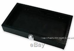 12 Black Glass Lid Utility Jewelry Hobby Display Storage Sales Cases with Pads