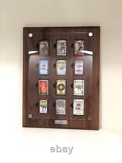 12 Grids Walnut Wood Display Frame Board Storage Panel Case for Zippo Lighters