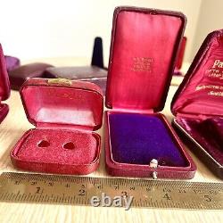 12pc Lot Victorian Jewelry Presentation Burgundy? Box Ring Display VTG Antique