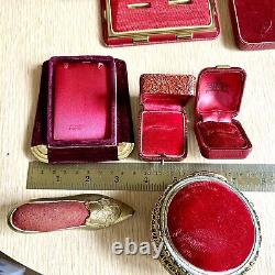 12pc Lot Victorian Jewelry Presentation Red Box Ring Display VTG Antique Empty