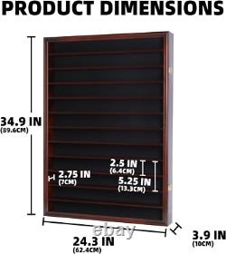 144 Shot Glass Display Case with UV Protection and Removable Shelves, Cherry Fin