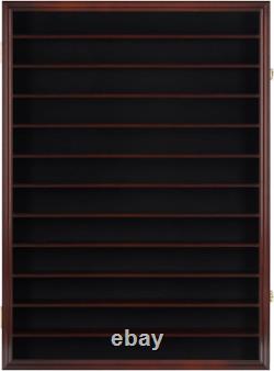 144 Shot Glass Display Case with UV Protection and Removable Shelves, Cherry Fin