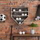 14 Baseball Home Plate-shaped Wall-mounted Torched Wood Display/storage Case