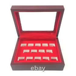 14 Hole HQ Cherry Wood Large Championship & Class Ring Display Case Clear Window