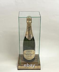 14 Wine Champagne Bottle Personalized Glass Display Case SOLID Wood Base