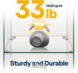 15.7'' Glass Display Cabinet with Lock, 2 Layers, Tempered Glass & MDF Base