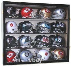 16 Riddell Mini Helmet Helmets Display Case Cabinet Wall Rack NFL Football