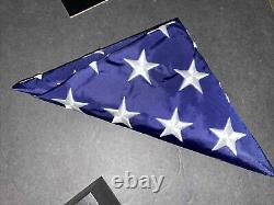 17.5 x 8.5 x 3.5 in black wood flag Case W USA Flag! Shadow Box Display Case