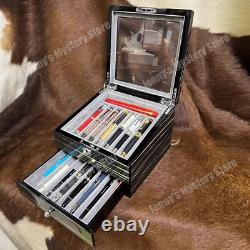 17 Slot Wood Flip Fountain Pen Storage Box Pen Display Organizer Collector Case