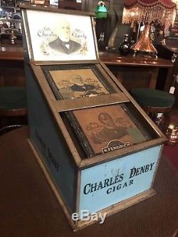 1800's CHARLES DENBY Cigar Countertop Display Case with2 wood boxes WATCH VIDEO