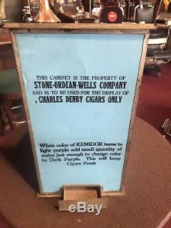 1800's CHARLES DENBY Cigar Countertop Display Case with2 wood boxes WATCH VIDEO