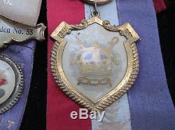 1890s -1910 era Collection of Odd Fellows Badges in Wood Display Case! 25 plus