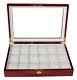 18 Cherry Wood Rosewood Watch Case Jewelry Storage Glass Top Display Case