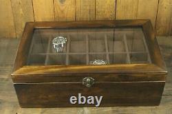 18 Slot Watch Box Wood Display Case Organizer Jewelry Storage, Wooden Watch Box