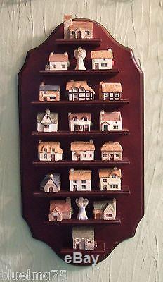 18 Vale Fine China Wales House Cottage Thimble Set & 2 Angels Wood Display Case