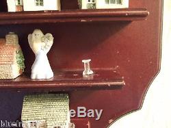 18 Vale Fine China Wales House Cottage Thimble Set & 2 Angels Wood Display Case