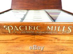 1900 Antique Advertising Pacific Mills Cotton Wood Display Case Salesman Sample
