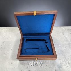 1911 Wood Storage Case Hand carved Indian Rosewood Blue Velvet Lined