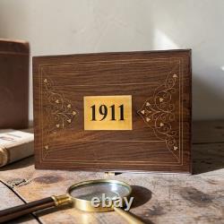 1911 Wood Storage Case Indian Rosewood/Sheesham Brown Velvet Lined