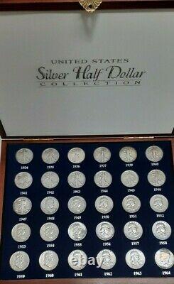 1934-64 The Last 30 Years of US 90% Silver Half Dollar Set in Wood Display Case