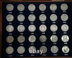 1934-64 The Last 30 Years of US 90% Silver Half Dollar Set in Wood Display Case