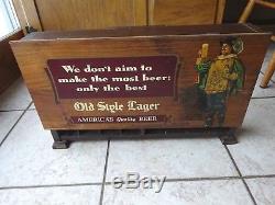 1940's Old Style Lager Beer Sign Display and Cigarette Pack Wood Case