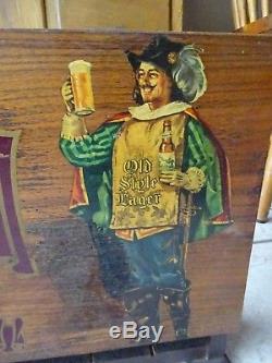 1940's Old Style Lager Beer Sign Display and Cigarette Pack Wood Case