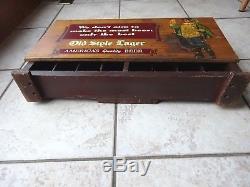 1940's Old Style Lager Beer Sign Display and Cigarette Pack Wood Case