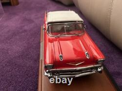 1957 Chevrolet Bel Air Convertible Danbury Mint withBox, Wood Plaque Display Case
