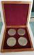 1970's Silver Israel- 4 Medals Set Of. 935 Sterling Silver In Wood Display Case