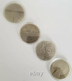 1970's Silver Israel- 4 Medals Set of. 935 Sterling Silver in Wood Display Case