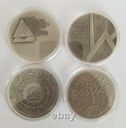 1970's Silver Israel- 4 Medals Set of. 935 Sterling Silver in Wood Display Case