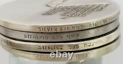 1970's Silver Israel- 4 Medals Set of. 935 Sterling Silver in Wood Display Case