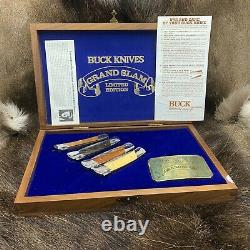 1981 Buck Grand Slam Lockback Knife Collection In Wood Display Case Mint /Rare