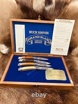 1981 Buck Grand Slam Lockback Knife Collection In Wood Display Case Mint /Rare