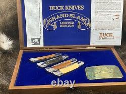 1981 Buck Grand Slam Lockback Knife Collection In Wood Display Case Mint /Rare