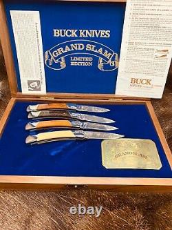 1981 Buck Grand Slam Lockback Knife Collection In Wood Display Case Mint /Rare