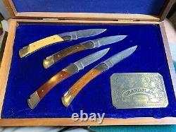 1981 Buck Grand Slam Lockback Knife Collection In Wood Display Case Mint /Rare