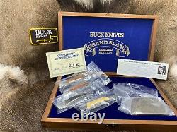 1981 Buck Grand Slam Lockback Knife Collection In Wood Display Case Mint /Rare