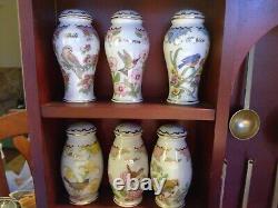 1994 Lenox Birds & Blossoms Spice Jar Set & Wood Display Case WithSpoons 24 Jars