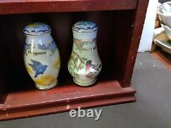 1994 Lenox Birds & Blossoms Spice Jar Set & Wood Display Case WithSpoons 24 Jars