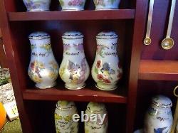 1994 Lenox Birds & Blossoms Spice Jar Set & Wood Display Case WithSpoons 24 Jars