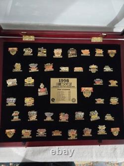1998 Nascar Winston Cup Pin Collection Cherry Wood Display Case