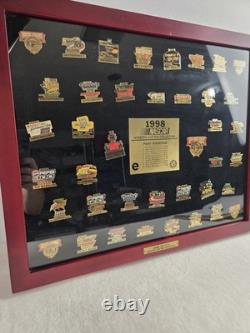 1998 Nascar Winston Cup Pin Collection Cherry Wood Display Case