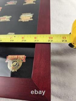 1998 Nascar Winston Cup Pin Collection Cherry Wood Display Case