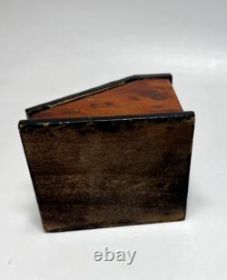 19c. Victorian Pocket Watch Box Display Stand Holder Beveled Glass Marquetry Wood