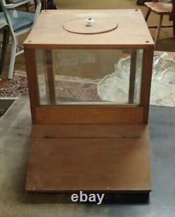 19thc Antique Country Store Counter Peanut Candy Dispenser Wood Glass Primitive