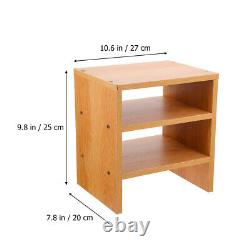 1Pc Wooden Desktop Organizer Wood Durable Practical Layered Stand Storage Shelf