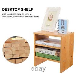 1Pc Wooden Desktop Organizer Wood Durable Practical Layered Stand Storage Shelf